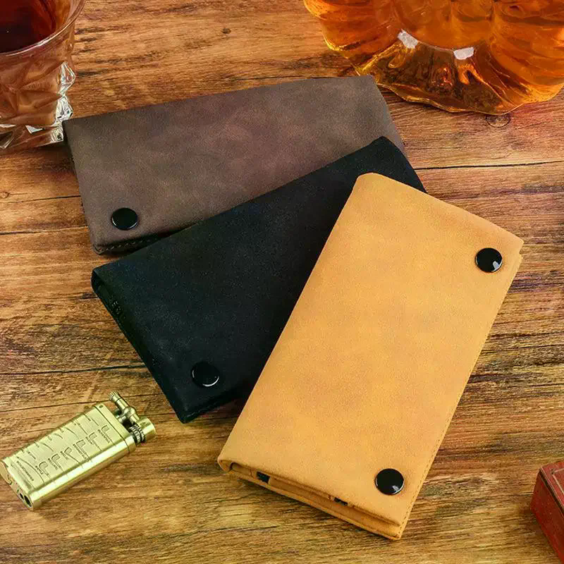 Premium Frosted Leather Cigarette & Tobacco Storage Bag Foldable Lighter Pouch