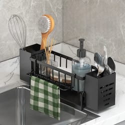space saving self draining sink organizer & kitchen sponge holder rack