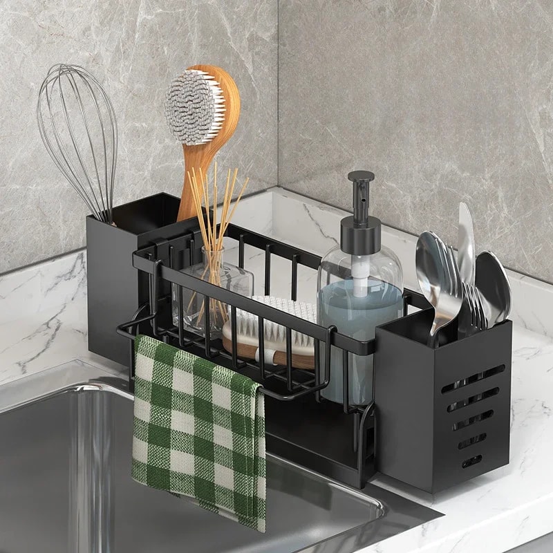 Space Saving Self Draining Sink Organizer Kitchen Sponge Holder Rack 0