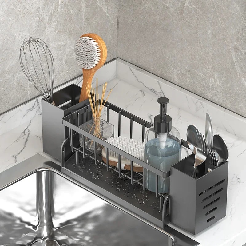 Space Saving Self Draining Sink Organizer Kitchen Sponge Holder Rack 2