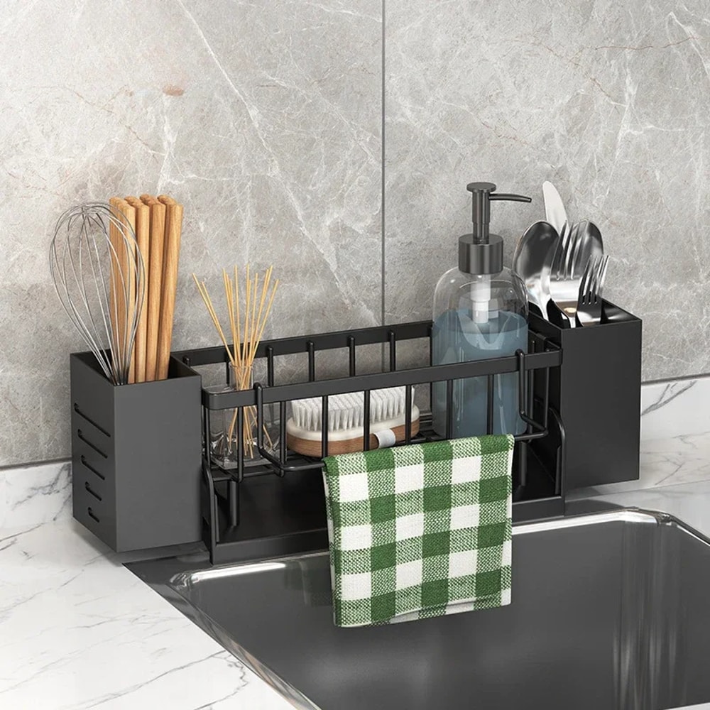 Space Saving Self Draining Sink Organizer Kitchen Sponge Holder Rack 5