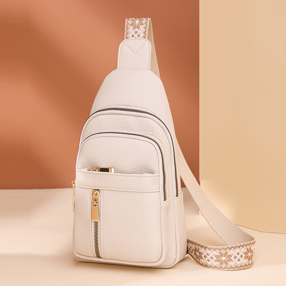 Urban Minimalist PU Leather Chest Bag Compact Crossbody Shoulder Bag 1