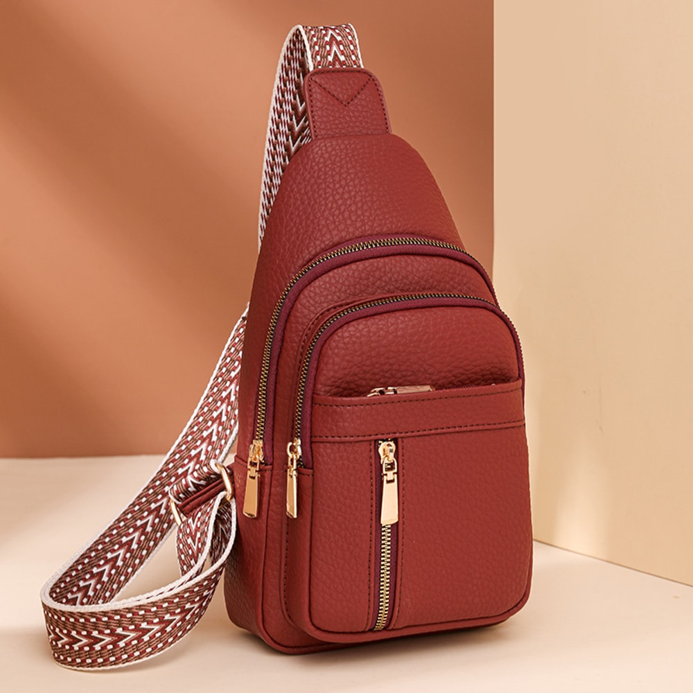 Urban Minimalist PU Leather Chest Bag Compact Crossbody Shoulder Bag 2