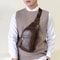 Mens PU Leather Chest Bag Travel Crossbody Casual Sling Bag 2