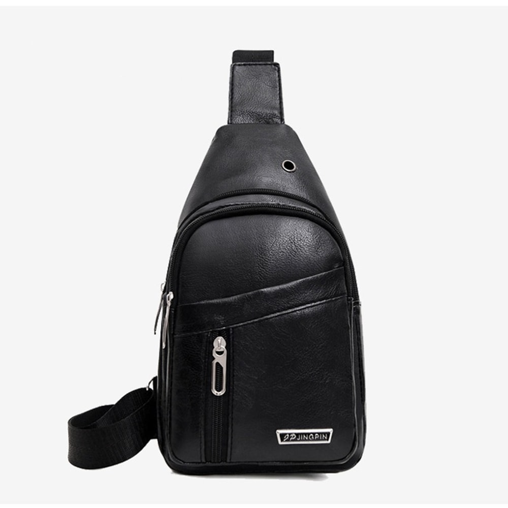 Mens PU Leather Chest Bag Travel Crossbody Casual Sling Bag 4