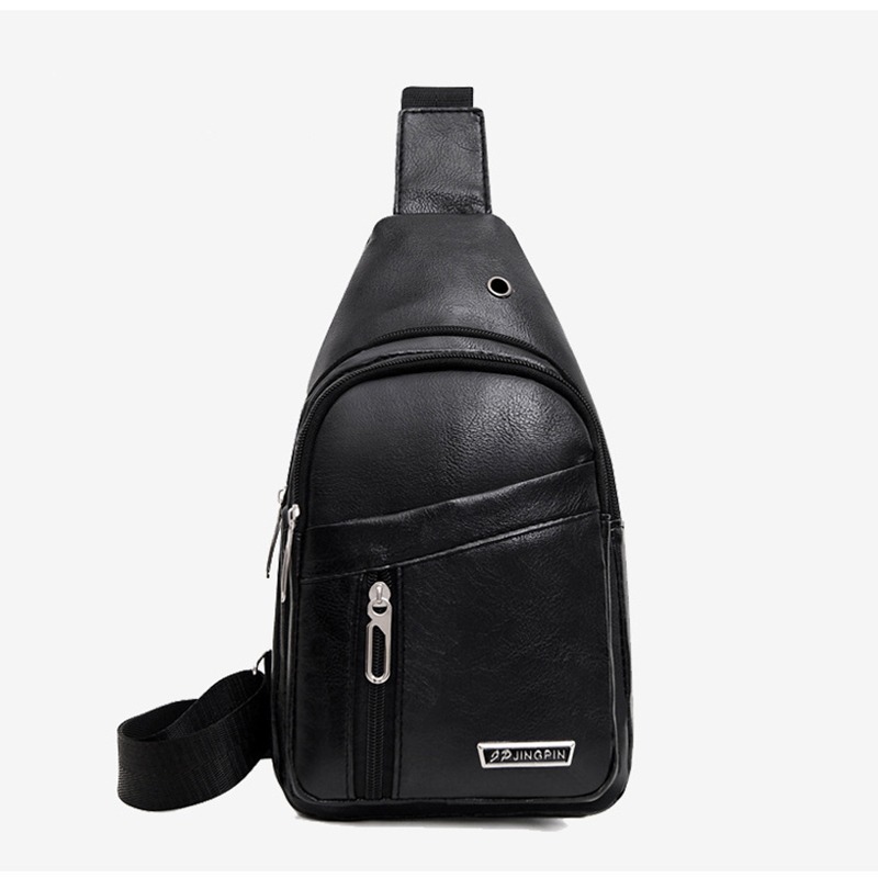 Mens PU Leather Chest Bag Travel Crossbody Casual Sling Bag 4