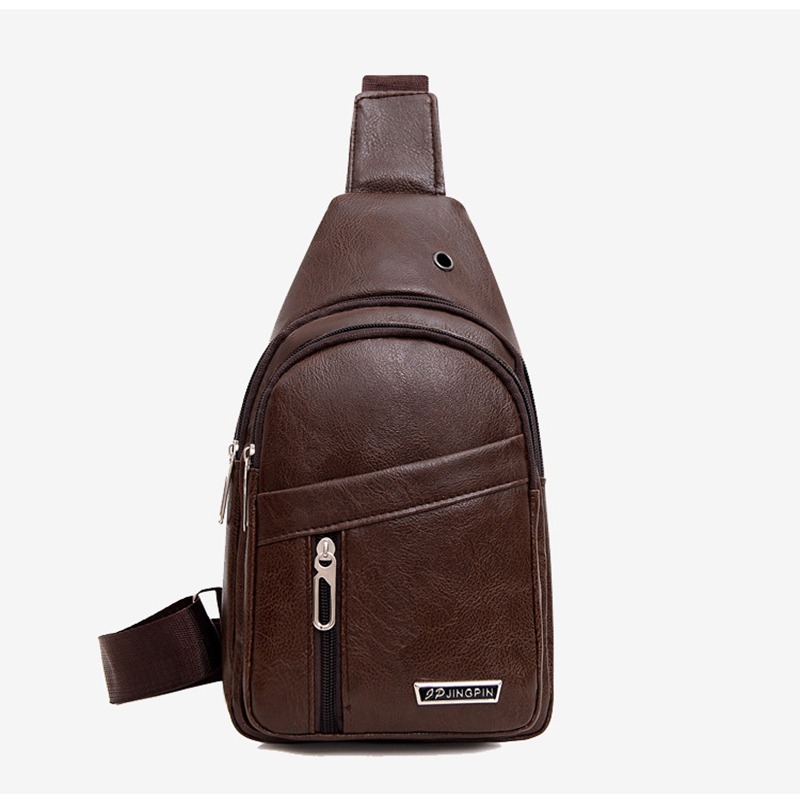 Mens PU Leather Chest Bag Travel Crossbody Casual Sling Bag 6