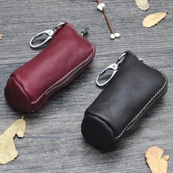 premium leather key case stylish car & home key holder pouch