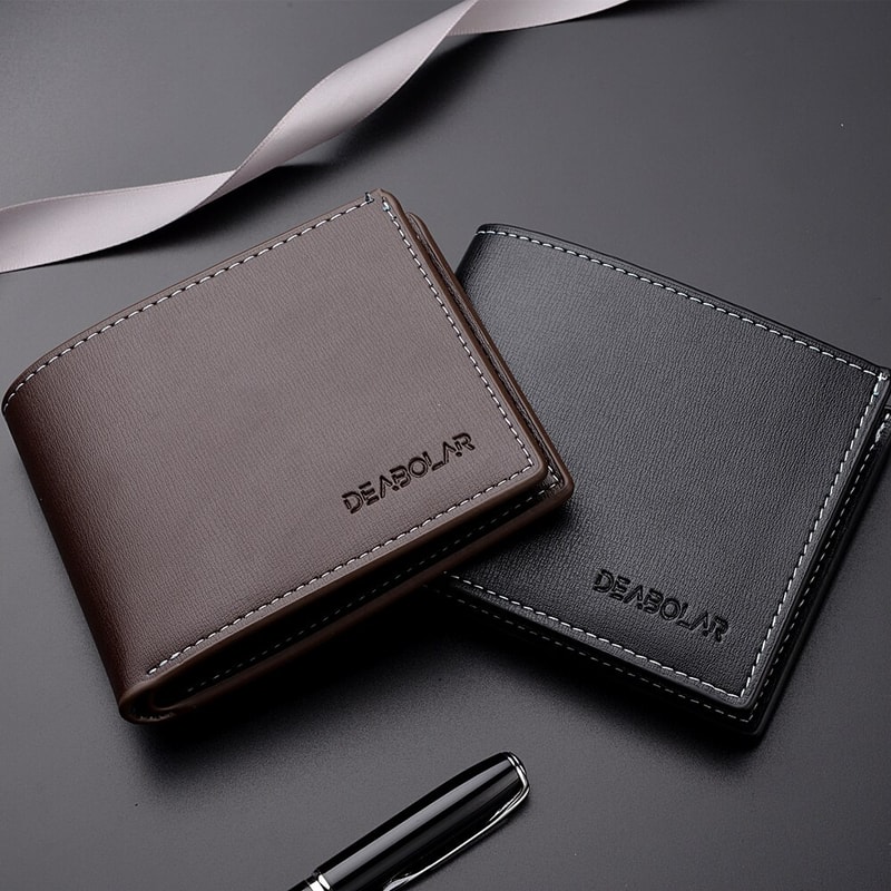 Premium Slim PU Leather Wallet Minimalist Folding Men Credit Card Holder