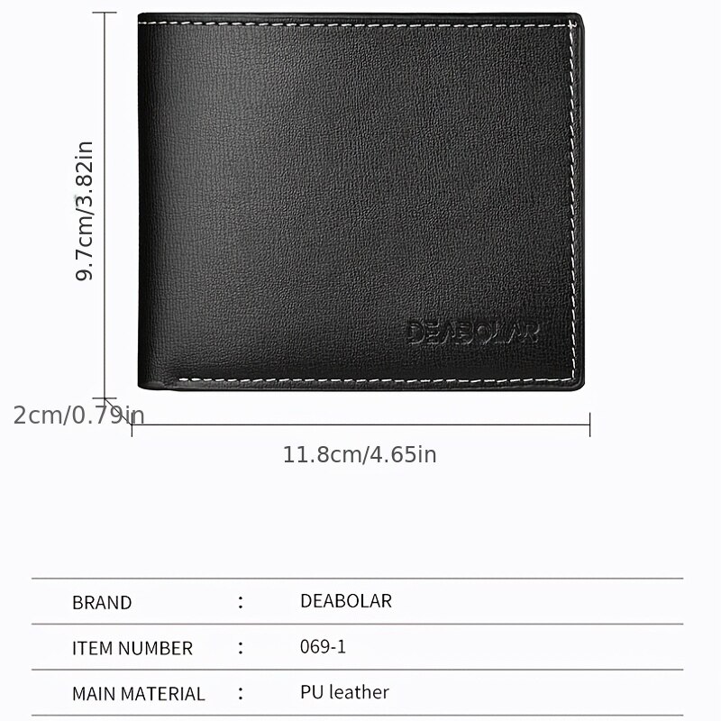 Premium Slim PU Leather Wallet Minimalist Folding Men Credit Card Holder