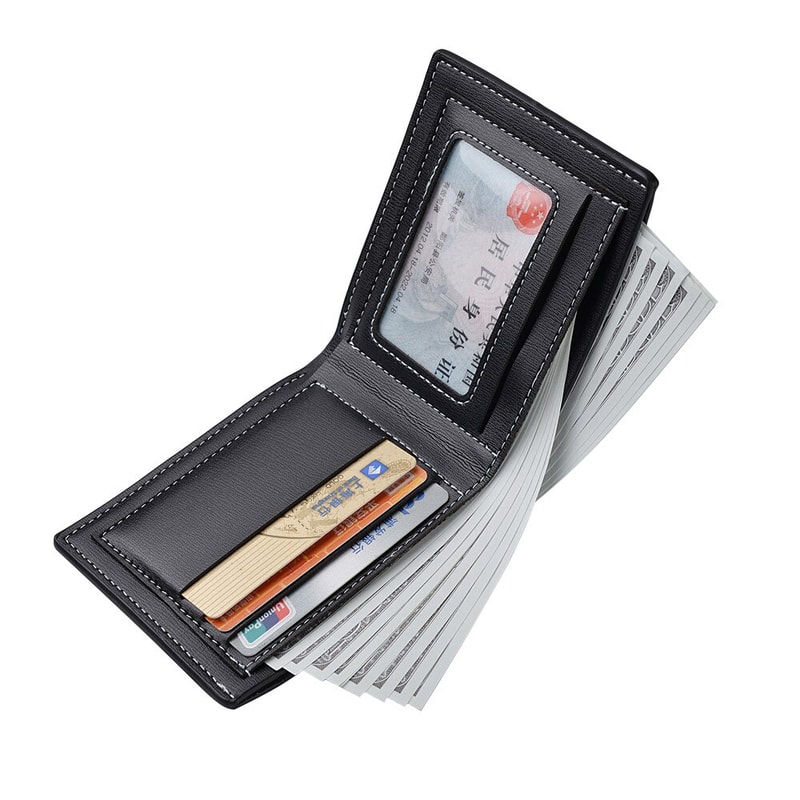 Premium Slim PU Leather Wallet Minimalist Folding Men Credit Card Holder