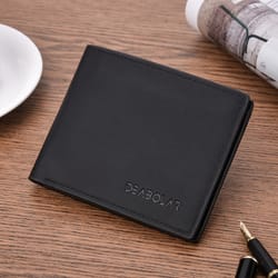 classic small mens wallet premium pu leather card & photo holder