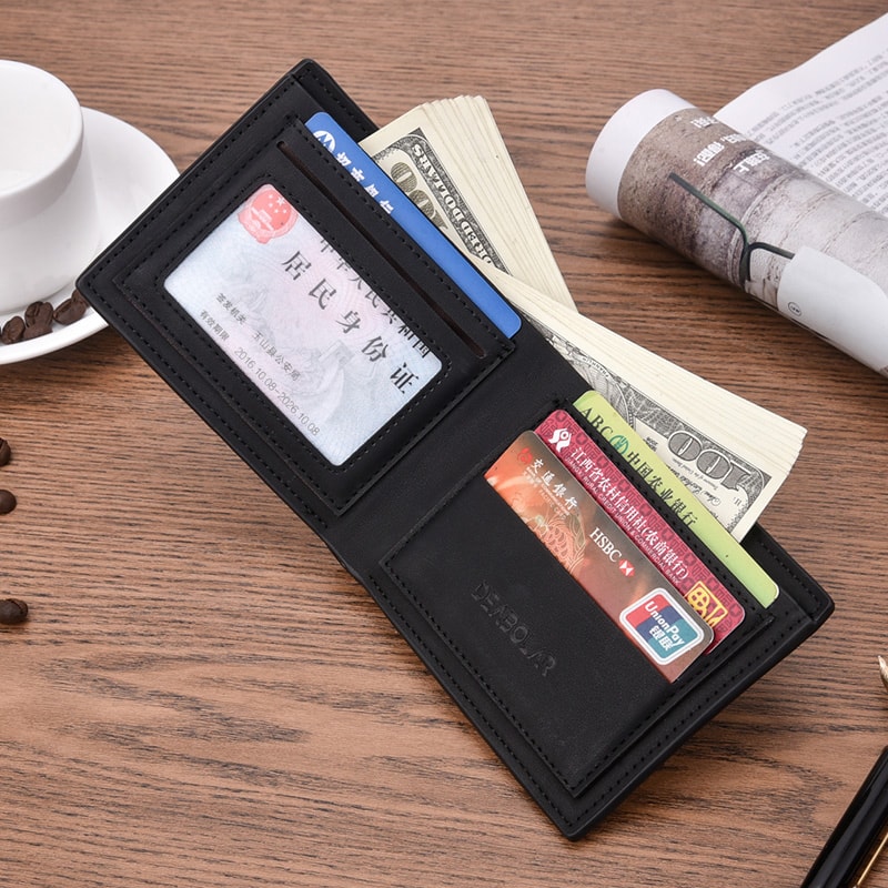 Classic Small Mens Wallet Premium PU Leather Card Photo Holder 3