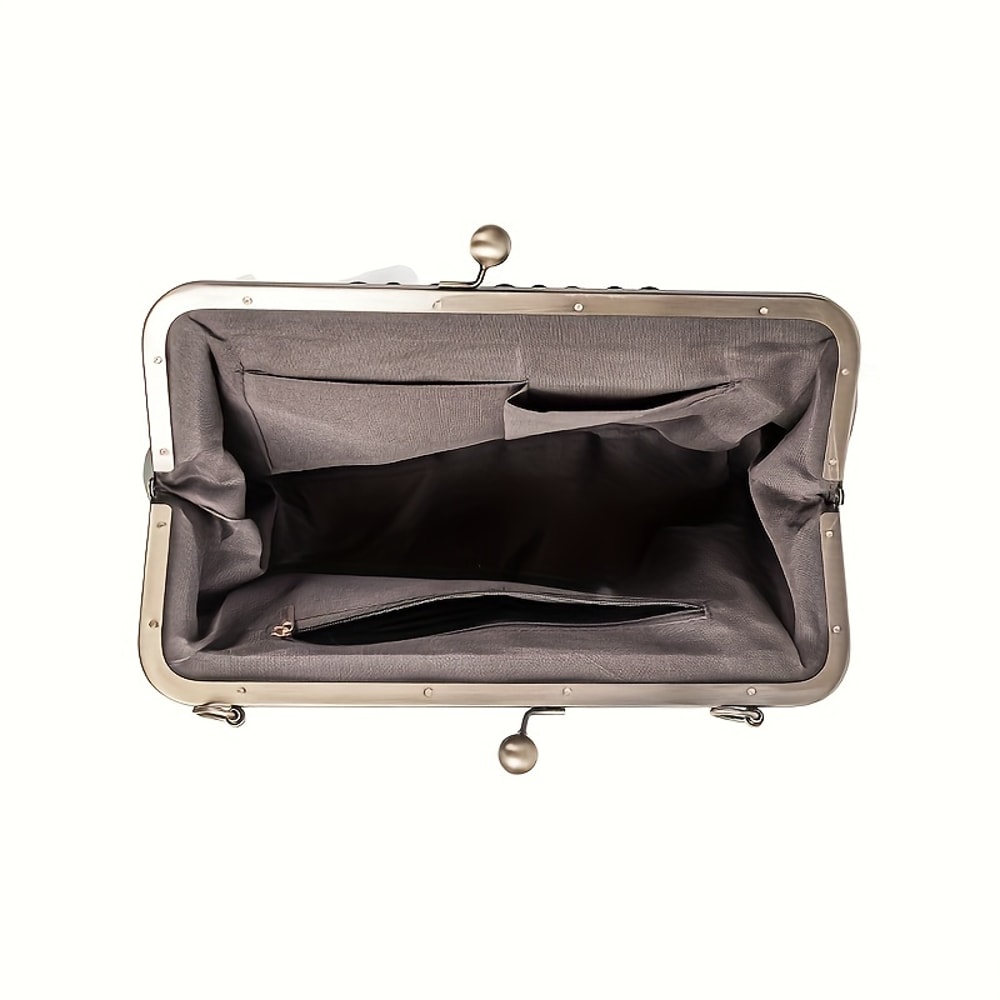 Classic Vintage Crossbody Satchel Retro Kiss Lock Handbag With Top Handle 3