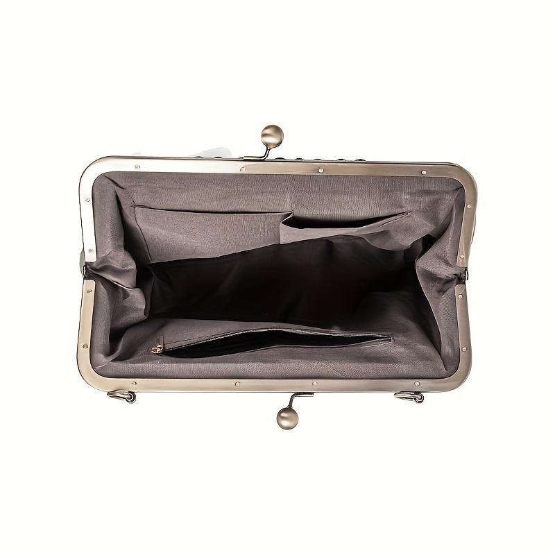 Classic Vintage Crossbody Satchel Retro Kiss Lock Handbag With Top Handle 3