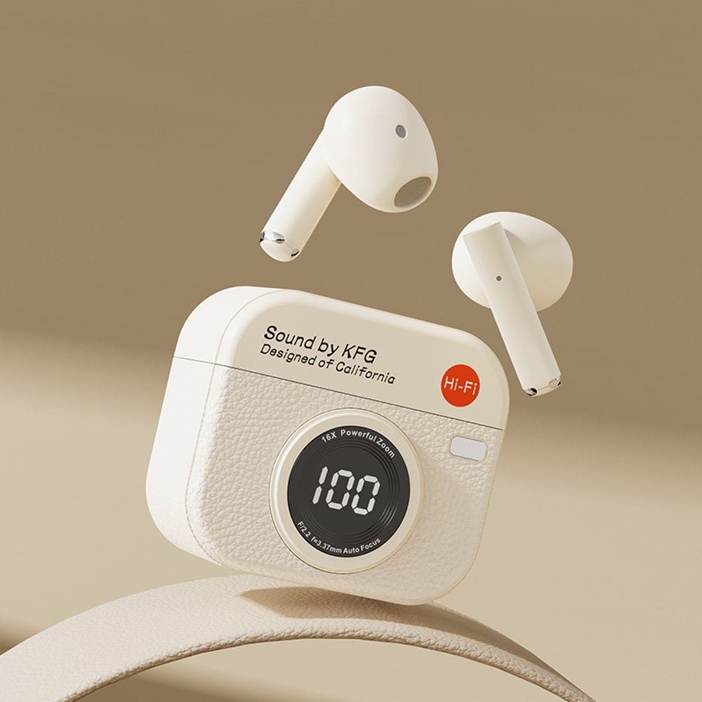VintageCam Pro retro camera Bluetooth earbuds with Intelligent Noise Reduction Wireless Gaming Earphones