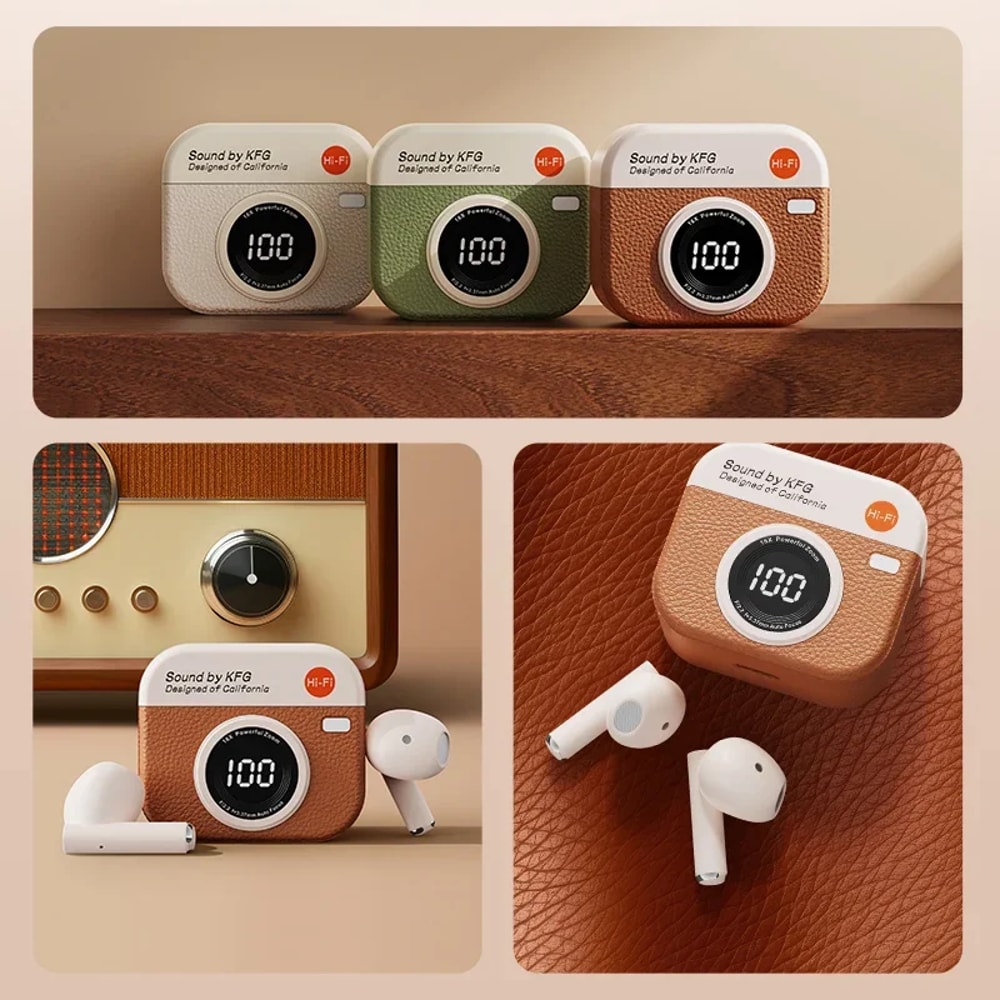 RetroCam Pro TWS Wireless Earbuds Bluetooth Earbuds with Hi Fi Stereo & Digital Display