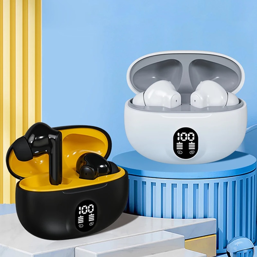 TWS Wireless Earbuds with LED Power Display & Mic Bluetooth Sport Headphones