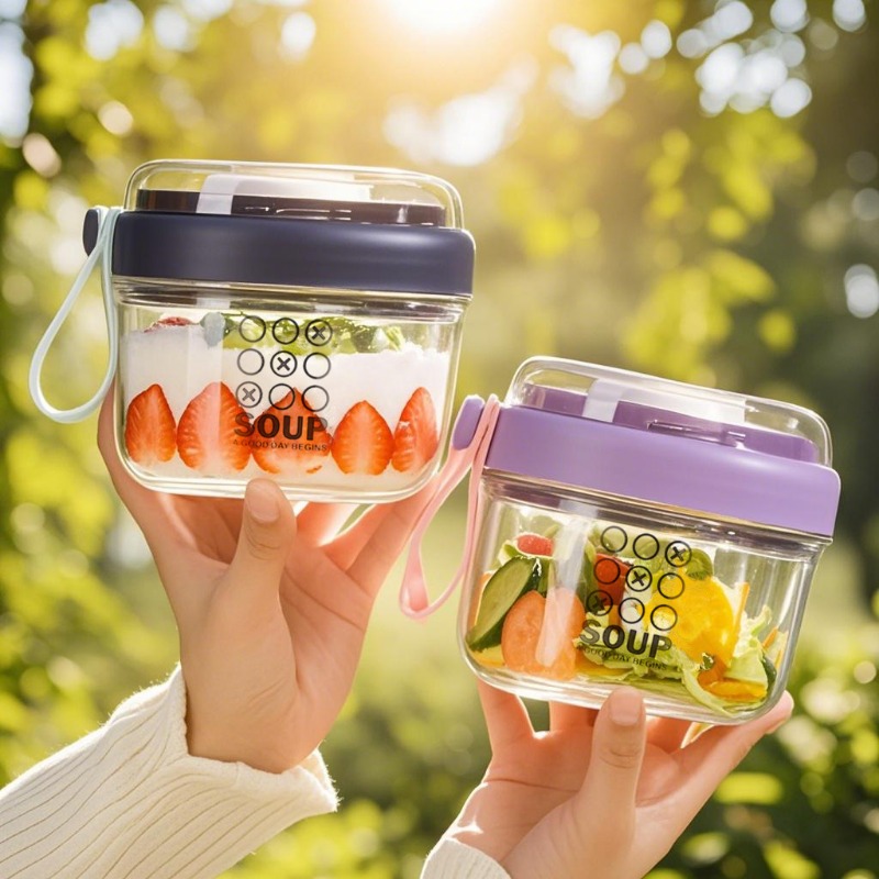 Double Layer Portable Salad Cup Yogurt Container With Lid Dispenser 0