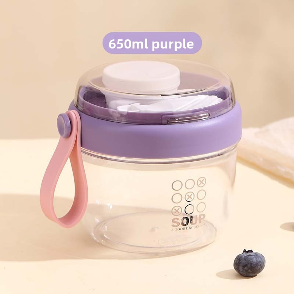 Double Layer Portable Salad Cup Yogurt Container With Lid Dispenser 6
