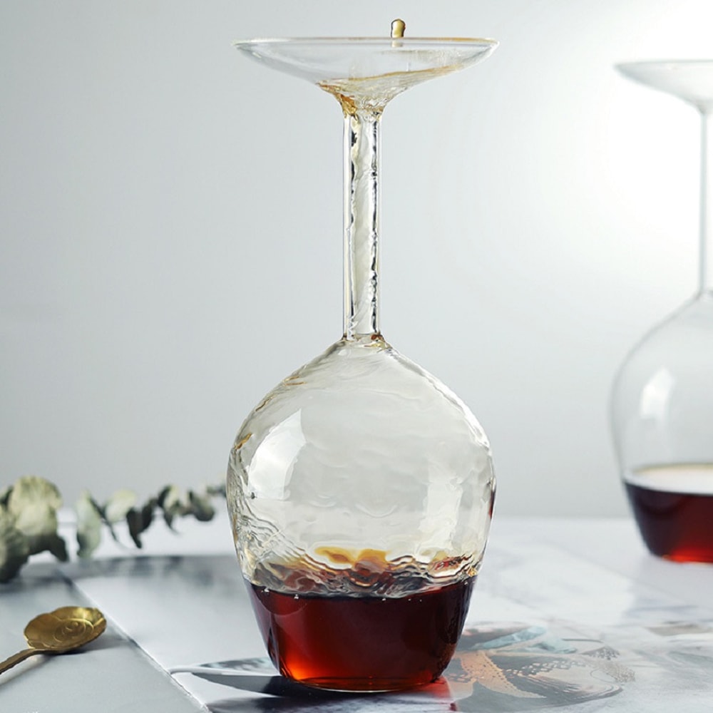 Premium Upside Down Wine Glass For Whisky Scotch Cocktails 0