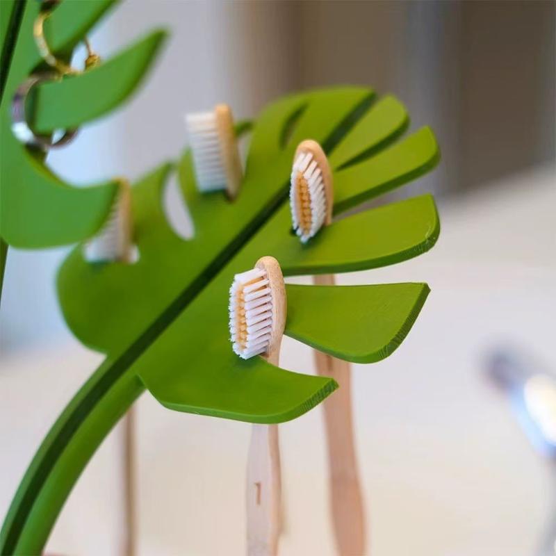 Monstera Bathroom Organizer With Mirror Jewelry Watch And Toothbrush Storage 1