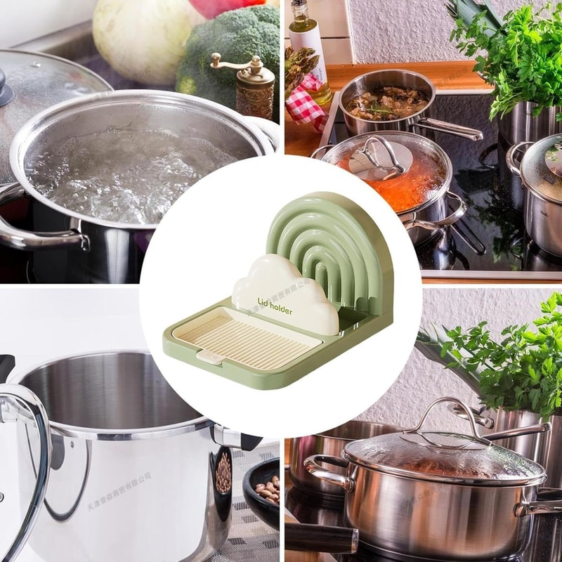 Compact Pot Lid Organizer Rack Kitchen Storage Stand for Cabinets & Cookware