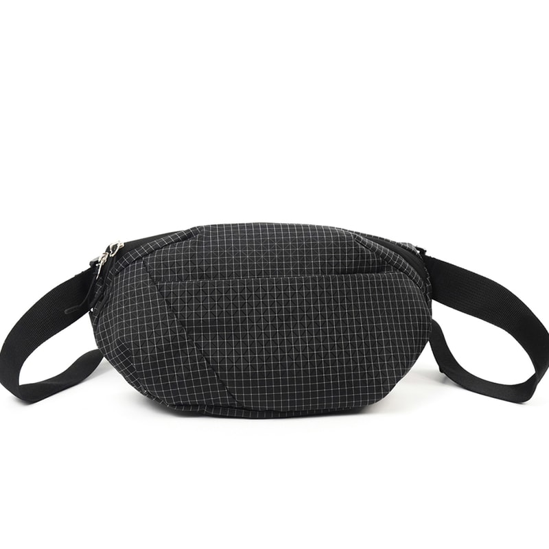 Premium Plaid Mini Chest Bag Lightweight Nylon Phone Shoulder Bag for Travel & Commuting