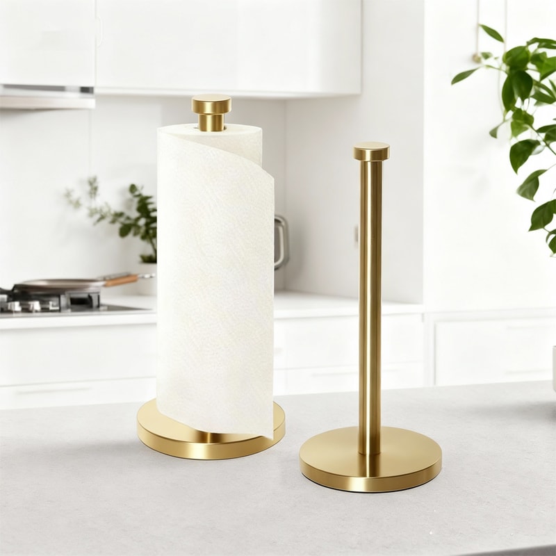Gold Stainless Steel Paper Towel Holder for Elegant Kitchen Organization