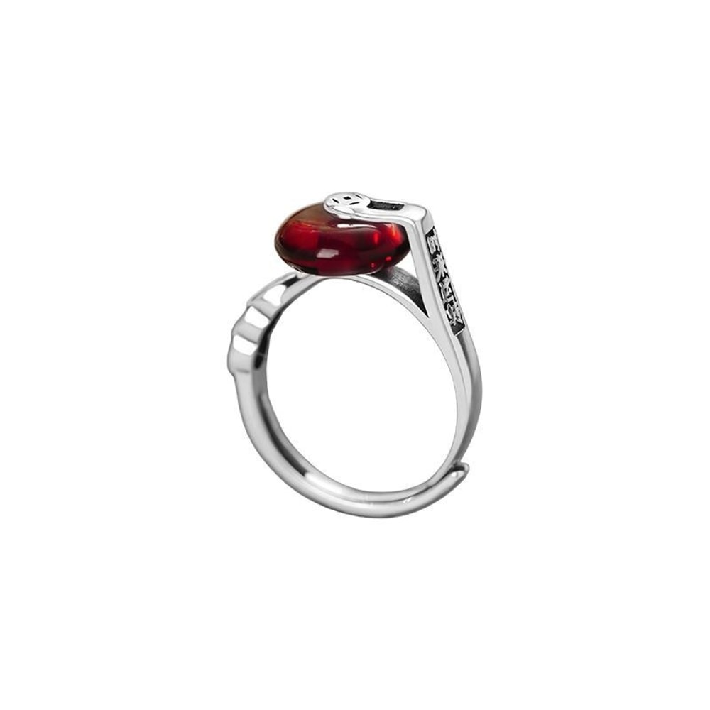 Lucky Coin Jade Ring For Women Chinese Fortune Vintage Statement Jewelry 2