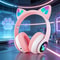 Cute Cat Wireless Headphones with RGB Lights and Noise Cancelling Mic