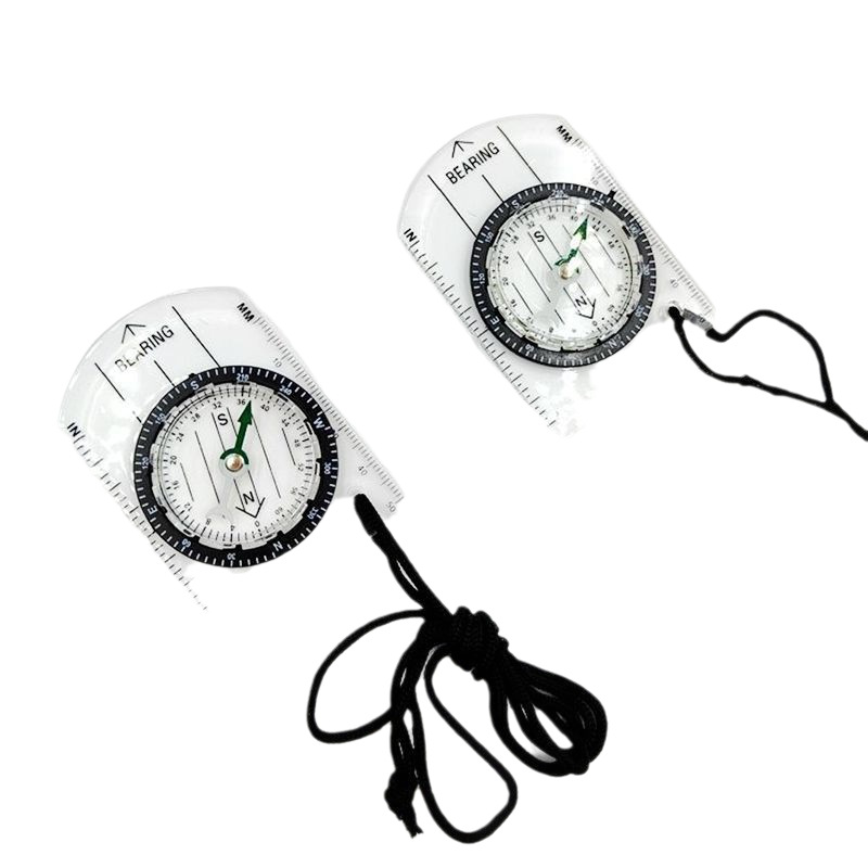 Mini Acrylic Compass With Map Scale And Keychain Rope 3
