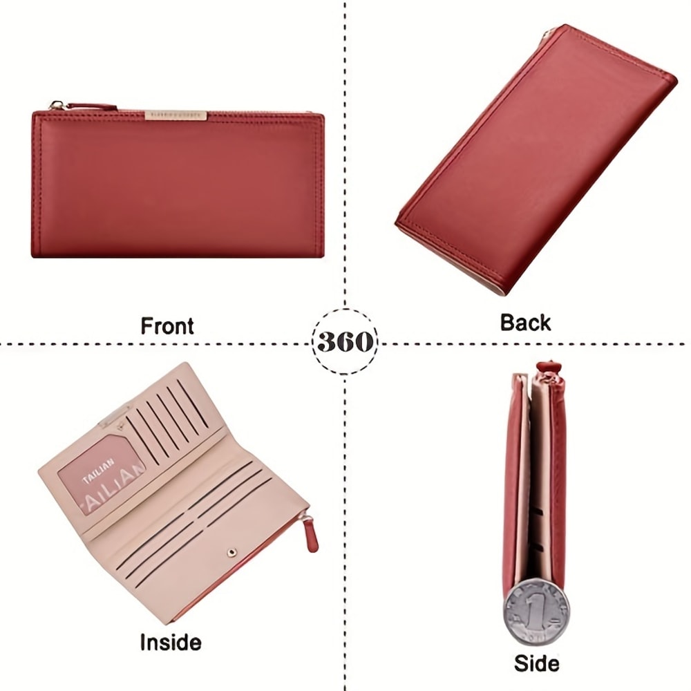 Slim RFID Wallet For Women Travel Long Bifold Clutch Purse Credit Card Holder 1