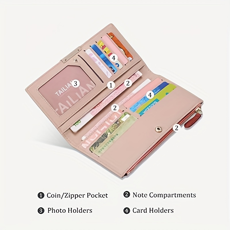 Slim RFID Wallet For Women Travel Long Bifold Clutch Purse Credit Card Holder 4