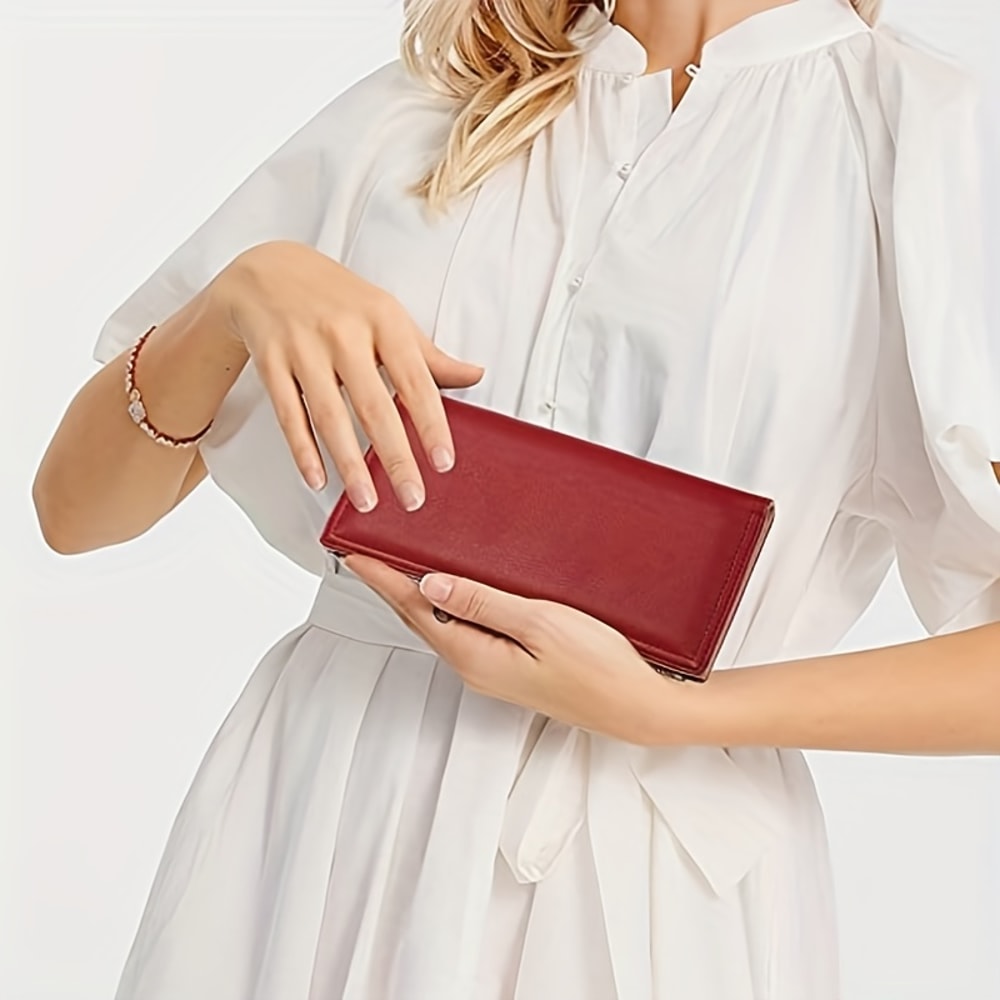 Slim RFID Wallet For Women Travel Long Bifold Clutch Purse Credit Card Holder 0
