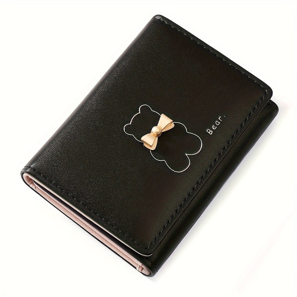 Bear Pattern Mini Wallet Trifold Coin Purse Credit Card Holder 5