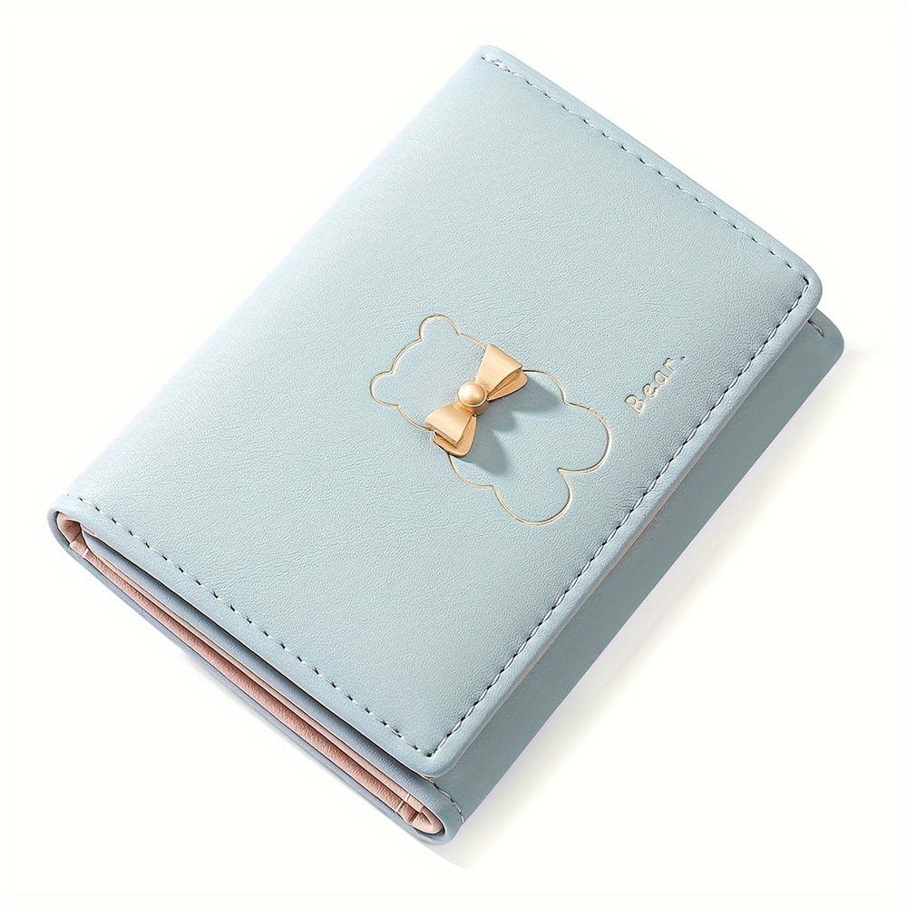 Bear Pattern Mini Wallet Trifold Coin Purse Credit Card Holder 7
