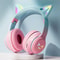 Cute Cat Ear Bluetooth Headphones with LED Lights for Kids & Girls