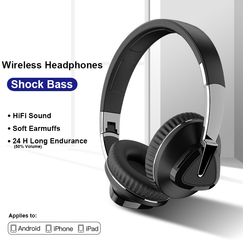 Foldable Bluetooth Headphones Wireless HiFi Stereo Sound Headset With Mic 0