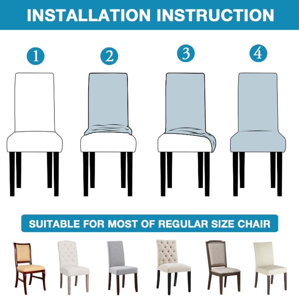 Premium Textured Stretch Dining Chair Covers Checked Jacquard Slipcovers 5