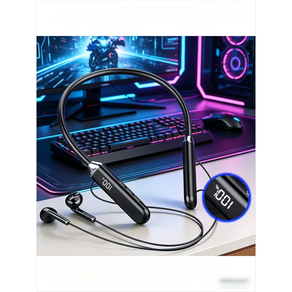 Premium TWS Wireless Headphones Neckband With HiFi Sound Long Battery Life 0