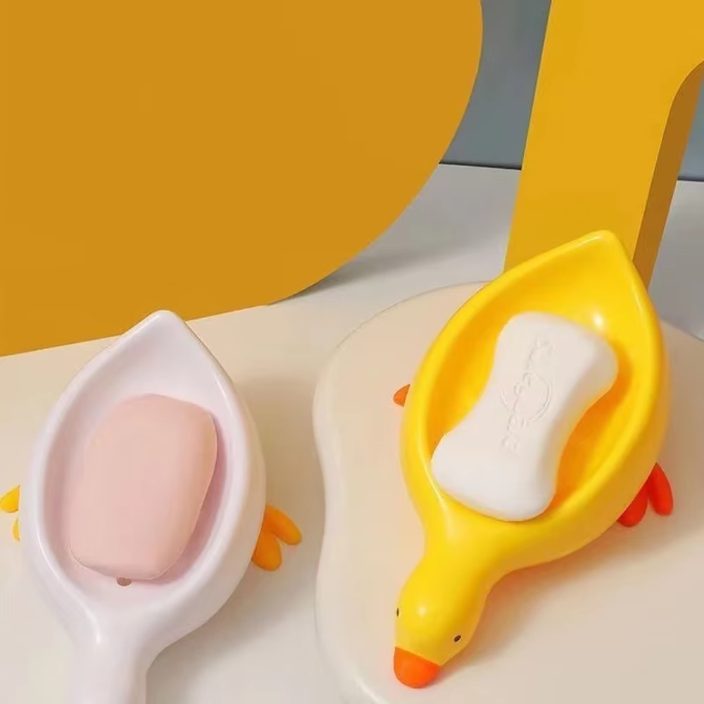 Cute Yellow Duck Self Draining Soap Dish For Bathroom Sink 2