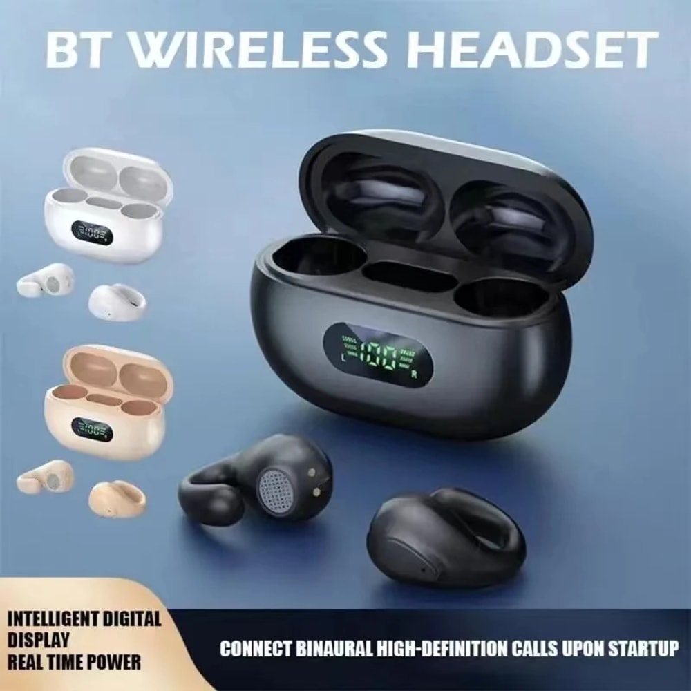 TWS Wireless Bone Conduction Headphones with Touch Control & LED