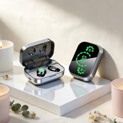 premium wireless bluetooth earbuds with mic & led charging case
