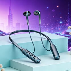premium neck hanging bluetooth earphones with stereo sound & mic