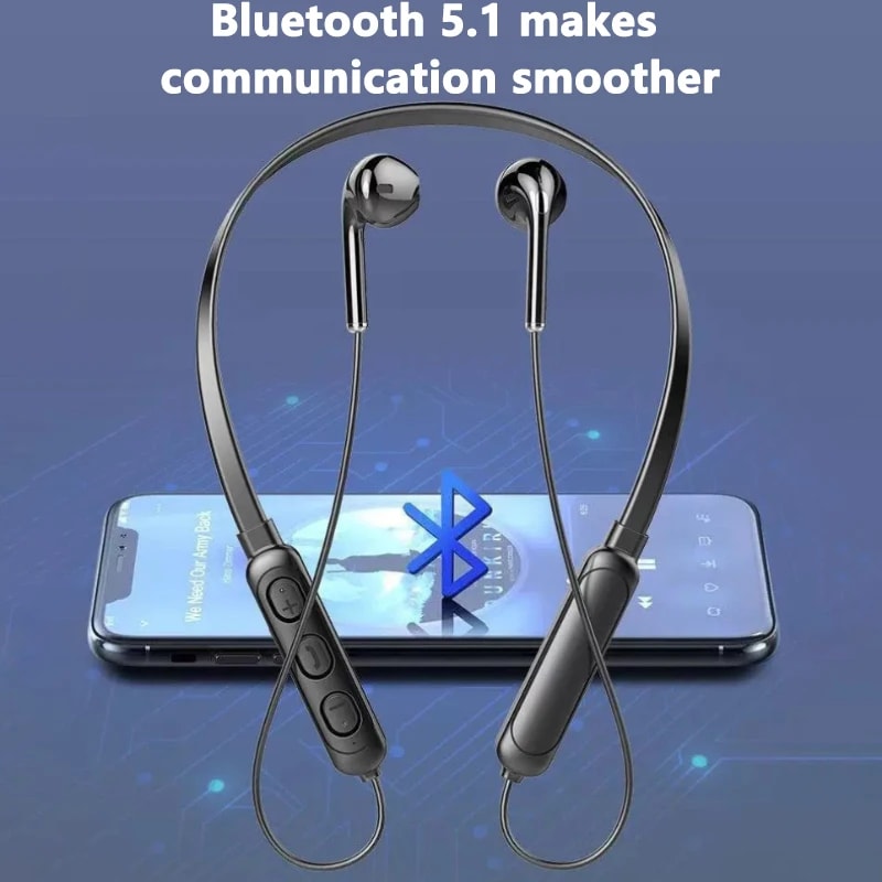 Premium Neck Hanging Bluetooth Earphones with Stereo Sound & Mic