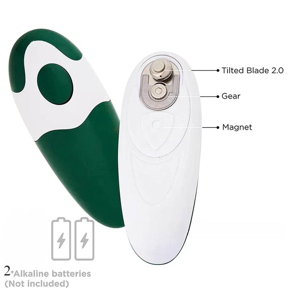 Portable Automatic Electric Can Opener Hands Free Smooth Edge Battery Operated One Touch