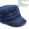 Flat Top Military Cap Washed Denim Duckbill Sun Hat For Large Head Fit 2