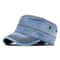 Flat Top Military Cap Washed Denim Duckbill Sun Hat For Large Head Fit 6