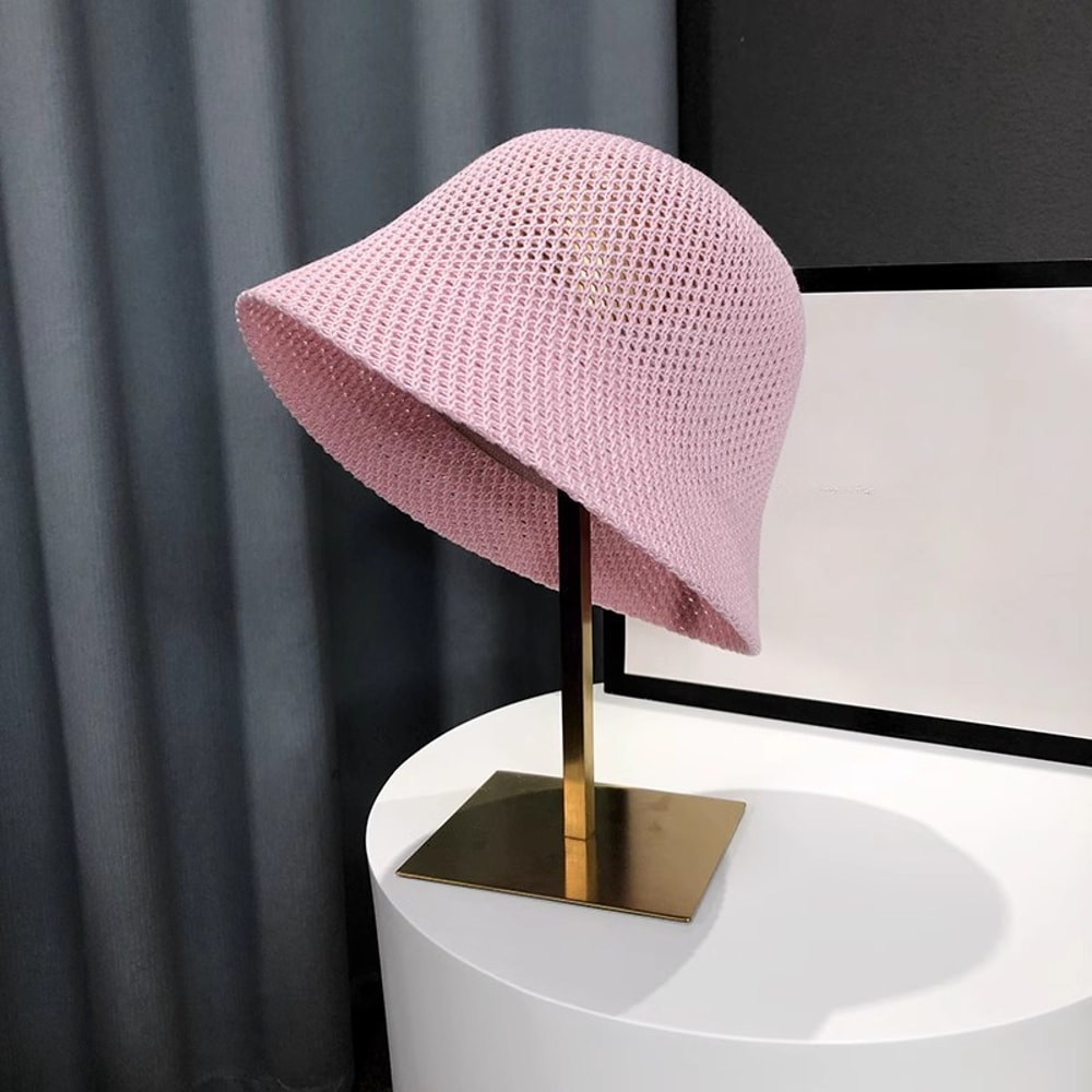 Womens Hollow Out Breathable Summer Bucket Hat